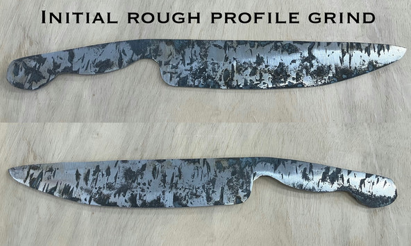 Knife-shaped piece of forged steel